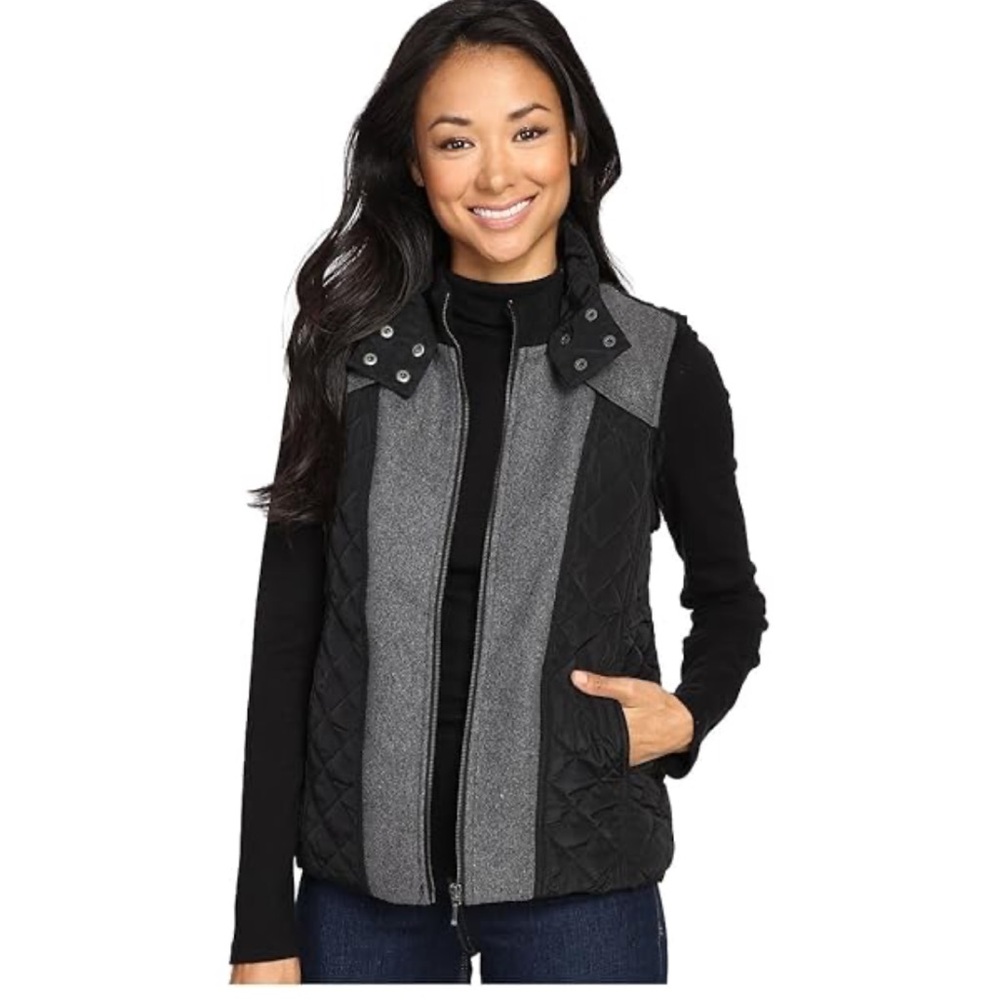 Tart Collections Women's Charcoal and Black wool Quilted Vest